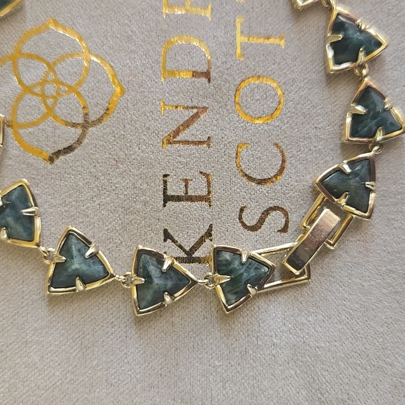 Kendra Scott Perry Gold Link Bracelet In Green Apatite - Picture 3 of 10